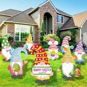 8 Pieces Easter Yard Signs Decorations